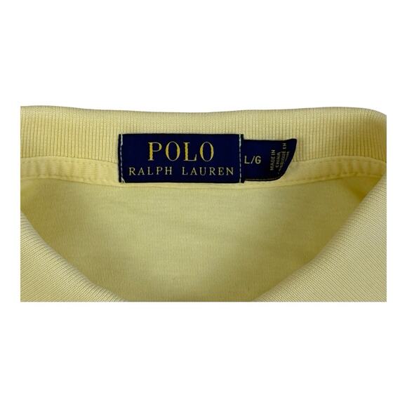 Ralph Lauren Polo Shirt Mens Large Yellow Blue Pony Preppy Smart Soft Touch Top - Picture 10 of 12